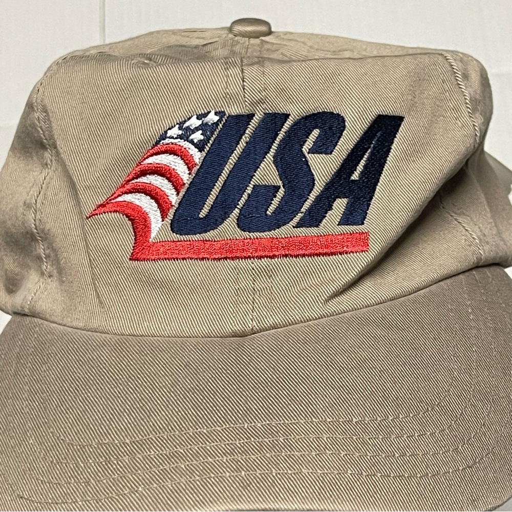 USA Embroidered Tan Cap Vintage Y2K NWT